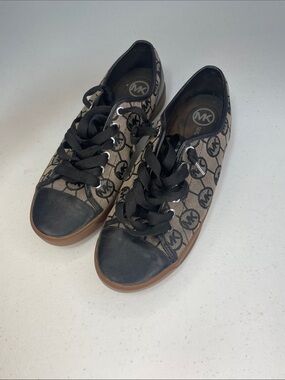 Michael Kors Brown & Black MK Logo Canvas Sneakers